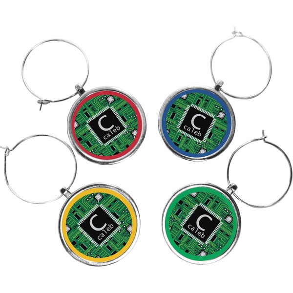 Custom Circuit Board Wine Charms (Set of 4) (Personalized)