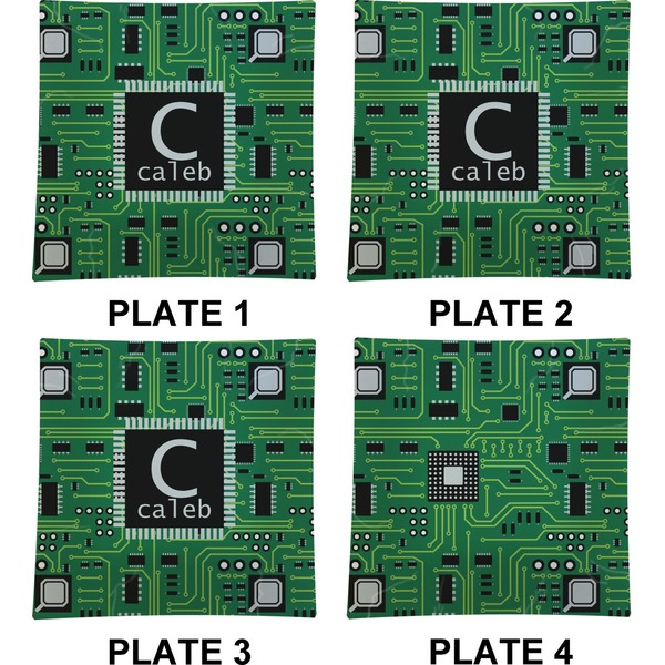 Circuit Board Set of Square Dinner Plates (Approval)
