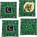Circuit Board Set of 4 Glass Square Lunch / Dinner Plate 9.5" (Personalized)