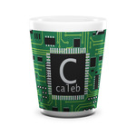 Circuit Board Ceramic Shot Glass - 1.5 oz - White - Set of 4 (Personalized)