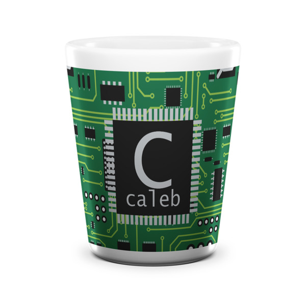 Custom Circuit Board Ceramic Shot Glass - 1.5 oz - White - Set of 4 (Personalized)