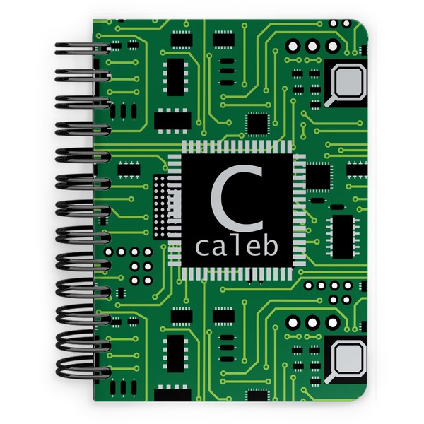 Custom Circuit Board Spiral Notebook - 5x7 w/ Name and Initial