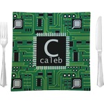 Circuit Board Glass Square Lunch / Dinner Plate 9.5" (Personalized)