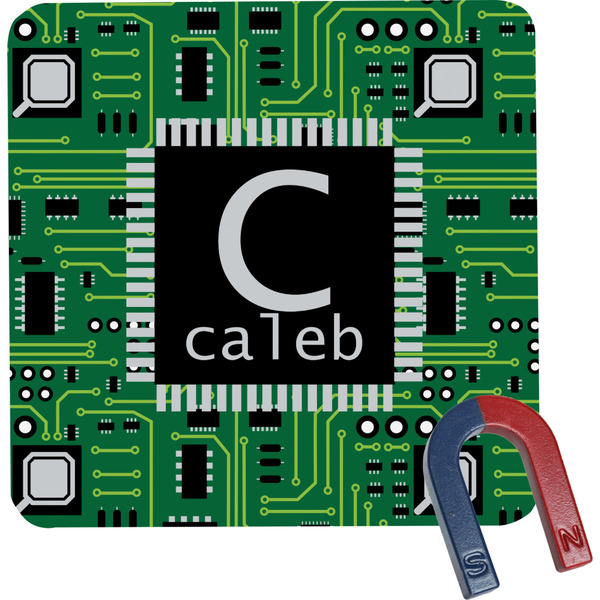 Custom Circuit Board Square Fridge Magnet (Personalized)