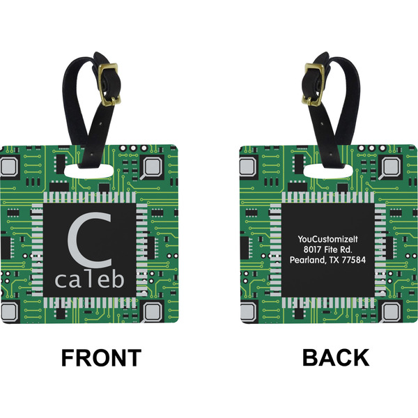 Circuit Board Square Luggage Tag (Front + Back)