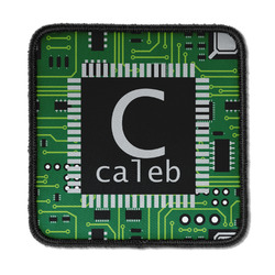 Circuit Board Iron On Square Patch w/ Name and Initial