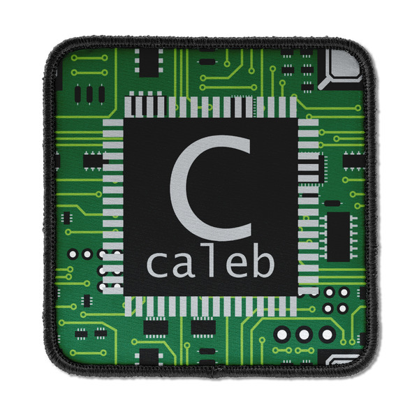 Custom Circuit Board Iron On Square Patch w/ Name and Initial