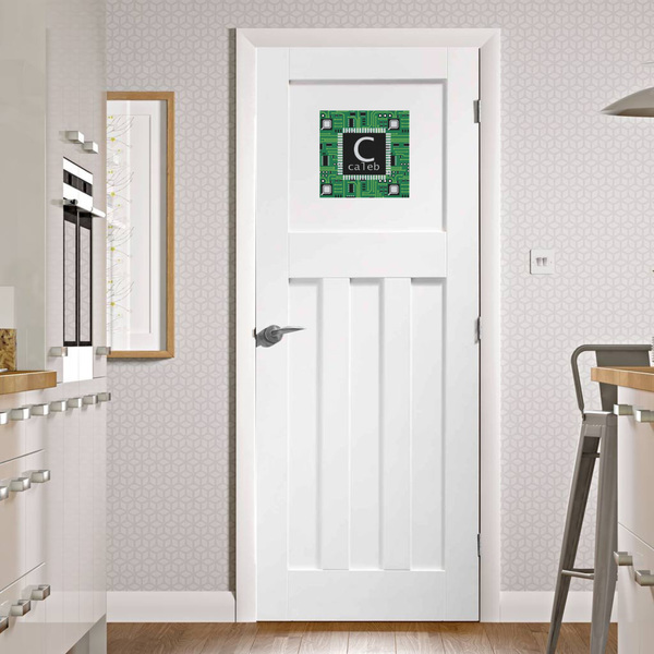 Circuit Board Square Wall Decal on Door