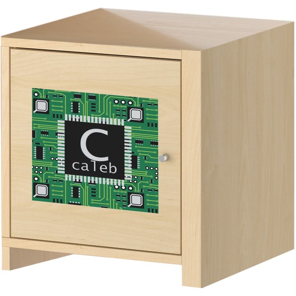 Circuit Board Square Wall Decal on Wooden Cabinet