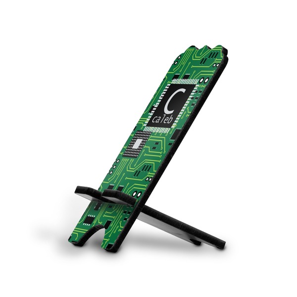 Custom Circuit Board Stylized Cell Phone Stand - Small w/ Name and Initial