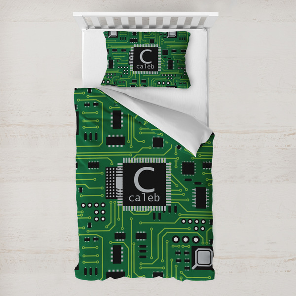 Custom Circuit Board Toddler Bedding w/ Name and Initial