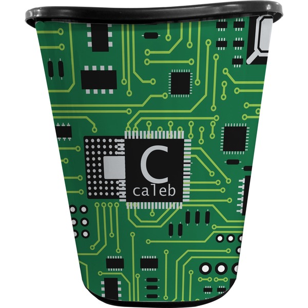 Custom Circuit Board Waste Basket - Double Sided (Black) (Personalized)