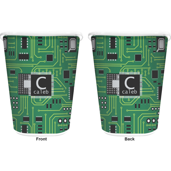 Circuit Board Trash Can White - Front and Back - Apvl