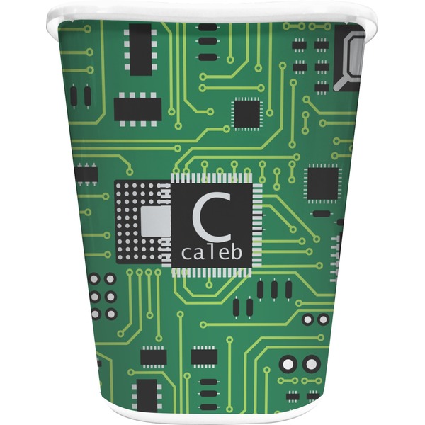 Custom Circuit Board Waste Basket - Single Sided (White) (Personalized)