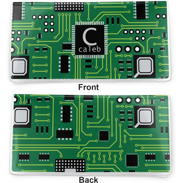 Circuit Board Vinyl Check Book Cover - Front and Back