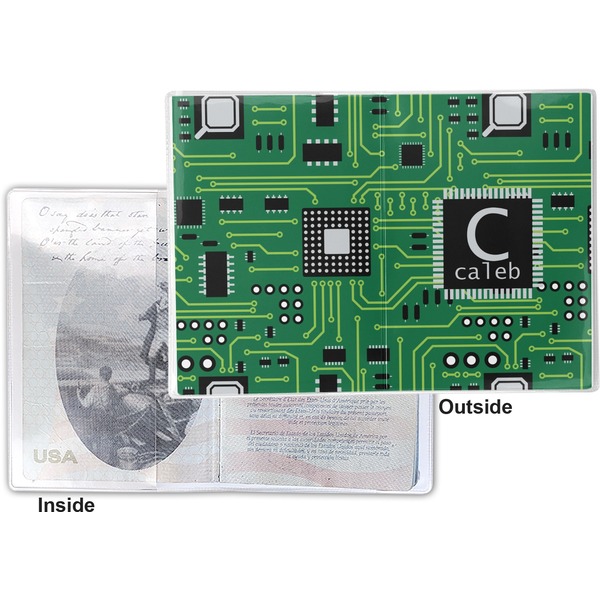 Circuit Board Vinyl Passport Holder - Flat Front and Back