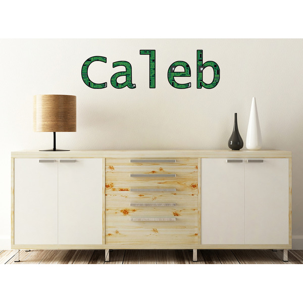 Circuit Board Wall Name Decal On Wooden Desk