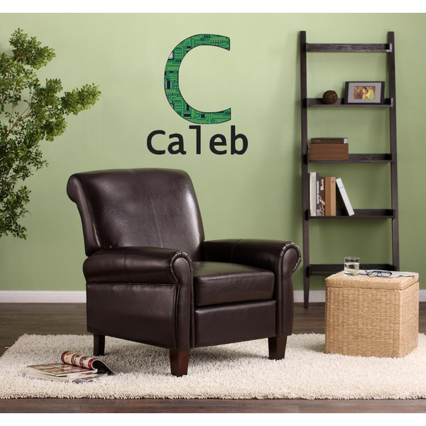 Circuit Board Wall Name & Initial Large on Living Room Wall