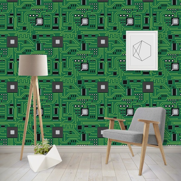 Custom Circuit Board Wallpaper & Surface Covering (Water Activated - Removable)