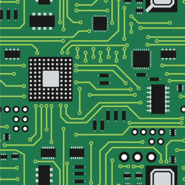 Custom Circuit Board Wallpaper & Surface Covering (Water Activated 24"x 24" Sample)