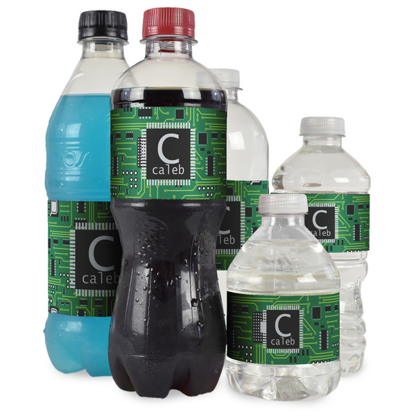 Circuit Board Water Bottle Label - Multiple Bottle Sizes