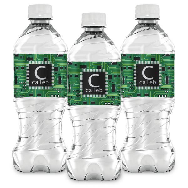 Circuit Board Water Bottle Labels - Front View