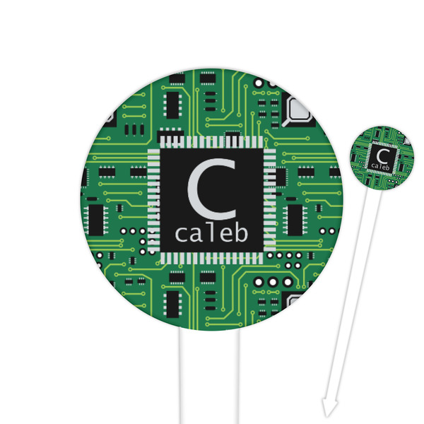 Custom Circuit Board Cocktail Picks - Round Plastic (Personalized)