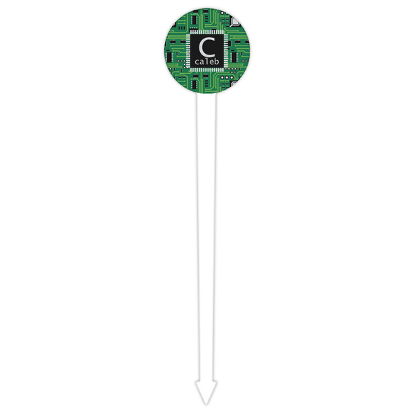 Circuit Board White Plastic 6" Food Pick - Round - Single Pick