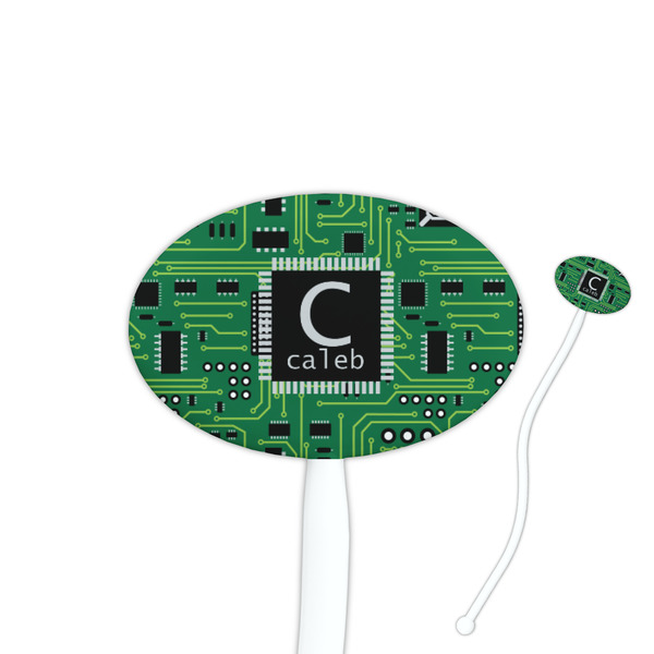 Custom Circuit Board 7" Oval Plastic Stir Sticks - White - Single Sided (Personalized)