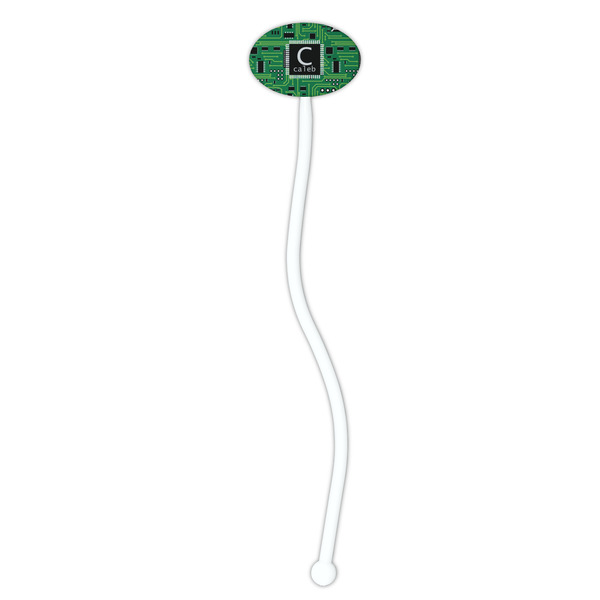 Circuit Board White Plastic 7" Stir Stick - Oval - Single Stick