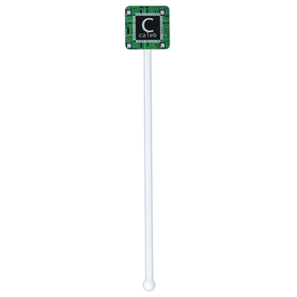 Circuit Board White Plastic Stir Stick - Single Sided - Square - Single Stick