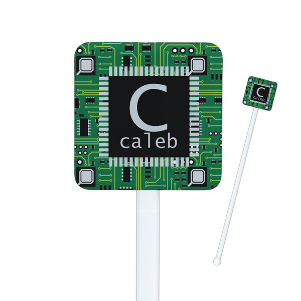 Custom Circuit Board Square Plastic Stir Sticks - Double Sided (Personalized)