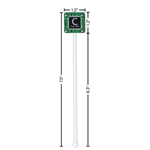 Circuit Board White Plastic Stir Stick - Square - Dimensions