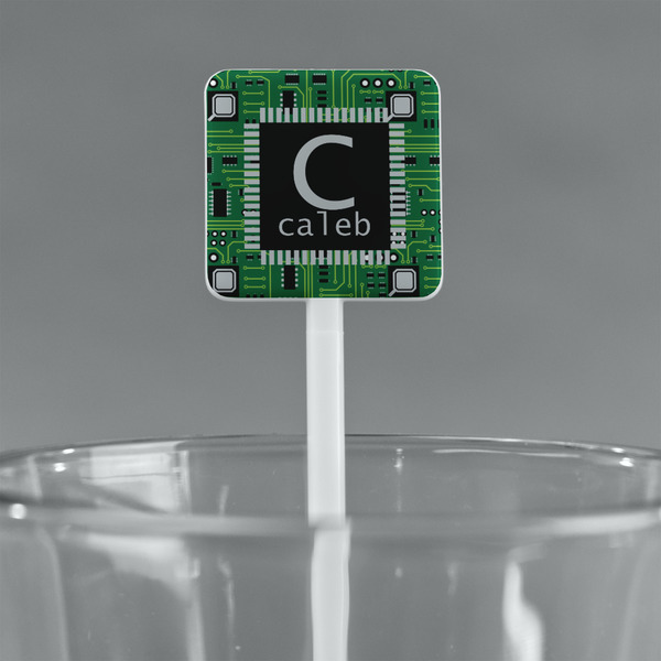 Circuit Board White Plastic Stir Stick - Square - Main