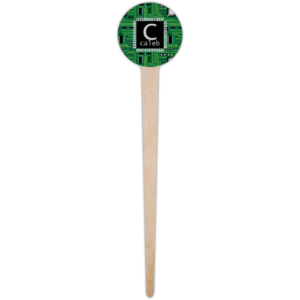 Circuit Board Wooden 4" Food Pick - Round - Single Pick