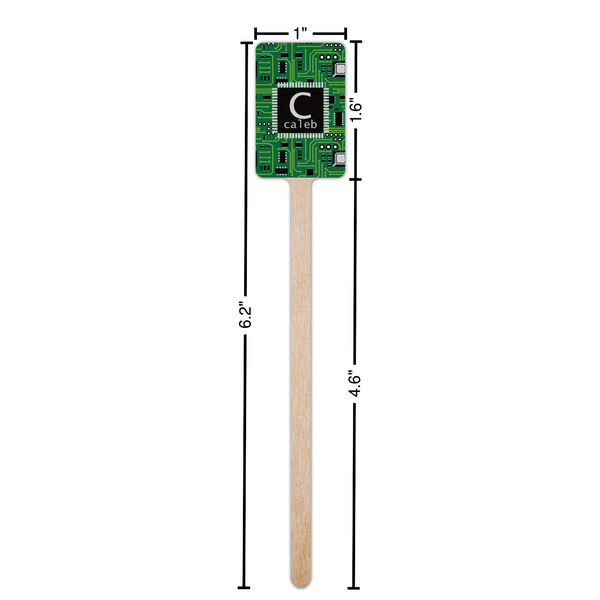 Circuit Board Wooden 6.25" Stir Stick - Rectangular - Dimensions