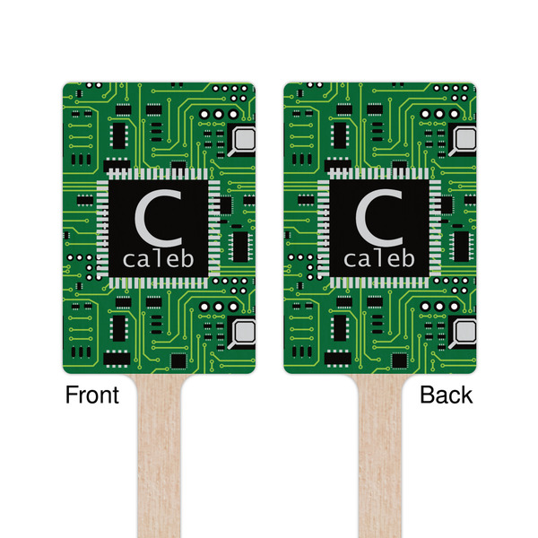 Circuit Board Wooden 6.25" Stir Stick - Rectangular - Double Sided - Front & Back