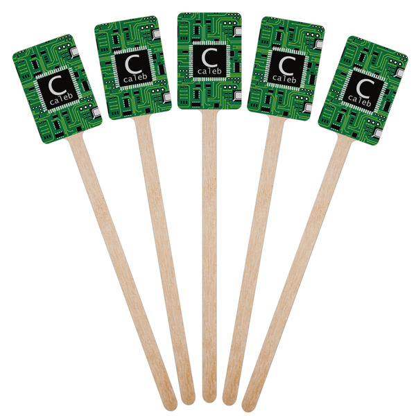 Circuit Board Wooden 6.25" Stir Stick - Rectangular - Fan View