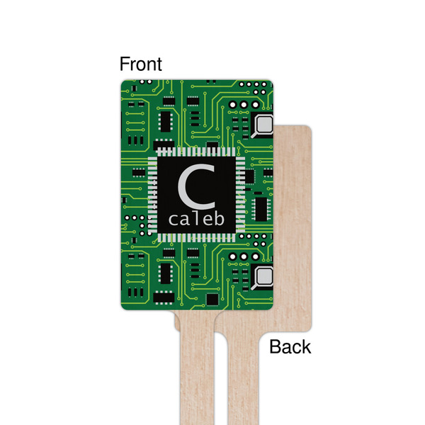 Circuit Board Wooden 6.25" Stir Stick - Rectangular - Single - Front & Back
