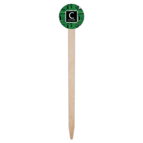 Circuit Board Wooden 6" Food Pick - Round - Single Pick