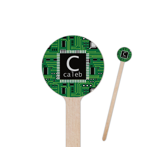 Custom Circuit Board 6" Round Wooden Stir Sticks - Single Sided (Personalized)