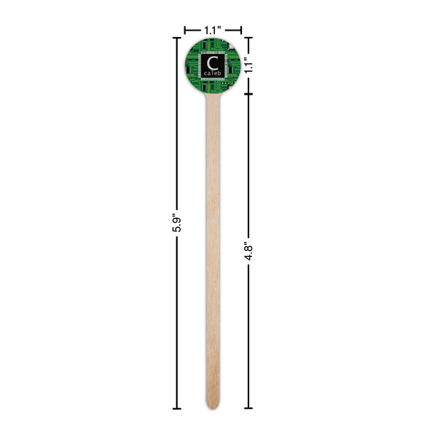 Circuit Board Wooden 6" Stir Stick - Round - Dimensions