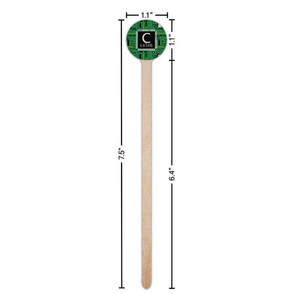 Circuit Board Wooden 7.5" Stir Stick - Round - Dimensions