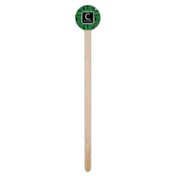 Circuit Board Wooden 7.5" Stir Stick - Round - Single Stick