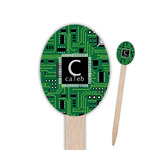 Circuit Board Oval Wooden Food Picks - Double Sided (Personalized)
