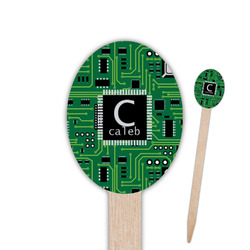Circuit Board Oval Wooden Food Picks - Single Sided (Personalized)