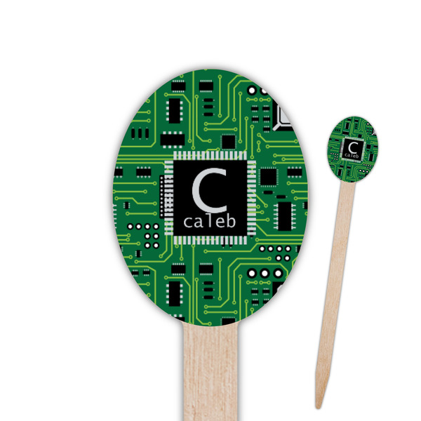 Custom Circuit Board Oval Wooden Food Picks (Personalized)