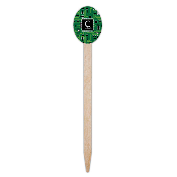 Circuit Board Wooden Food Pick - Oval - Single Pick