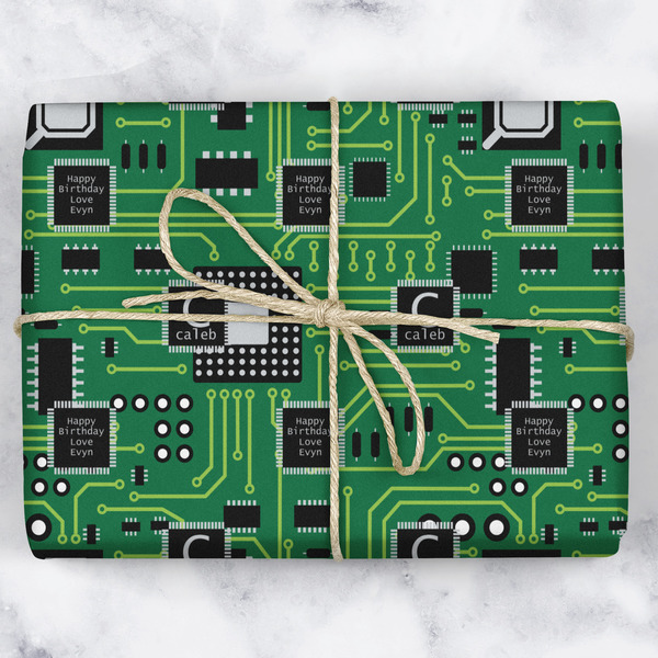 Circuit Board Wrapping Paper Roll - Matte - Wrapped Box