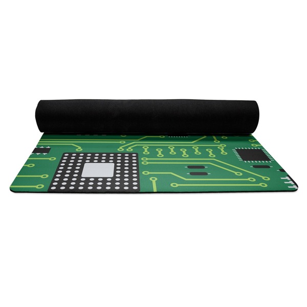 Circuit Board Yoga Mat Rolled up Black Rubber Backing